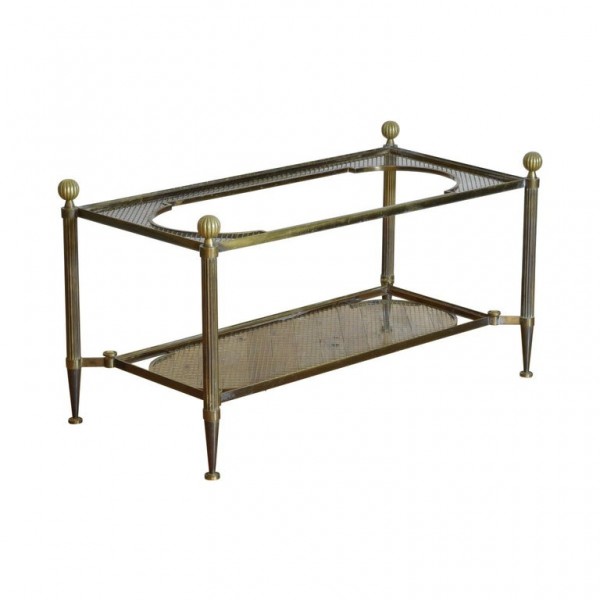 Brass and Glass Lattice-Work Coffee Table
