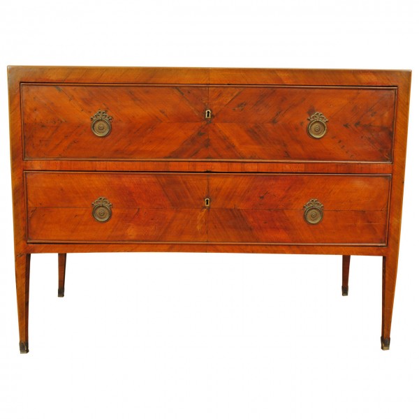 Walnut Veneered 2-Drawer Commode