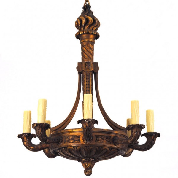 Giltwood 8-Light Chandelier
