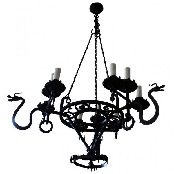 Wrought Iron 9-Light Chandelier