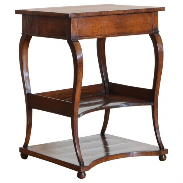 Walnut 1-Drawer, 3-Tier Etagere Table