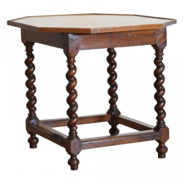 Walnut Octagonal 1-Drawer Table