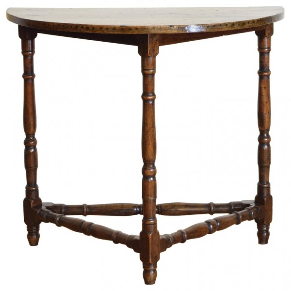 Light Walnut Demilune Console Table