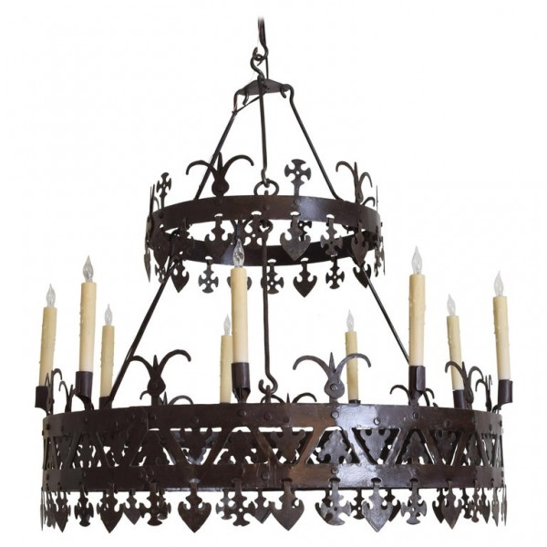 Wrought Metal 9-Light 2-Tier Chandelier