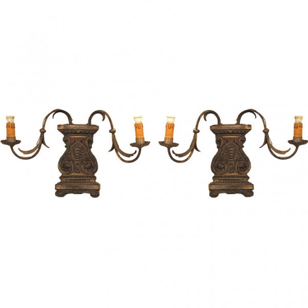 Pair of Silvered Brass Sconces