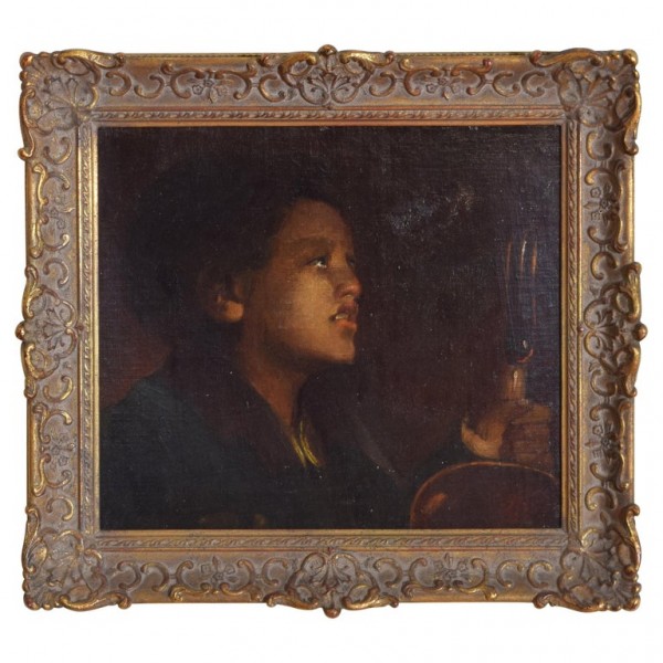 Oil on Canvas on Board, Girl in Lamplight