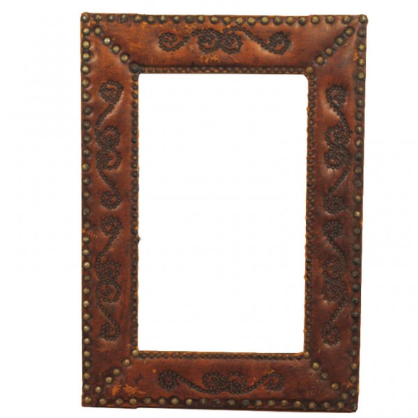 Leather  and Nailhead Frame/Mirror