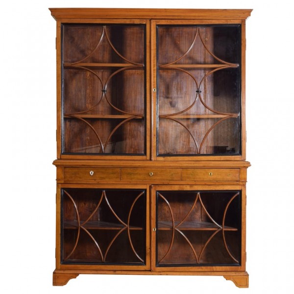 Light Walnut and Ebonized 2-Piece Cabinet