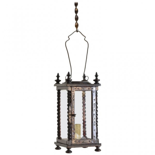 Ebonized Walnut Hanging Footed Lantern