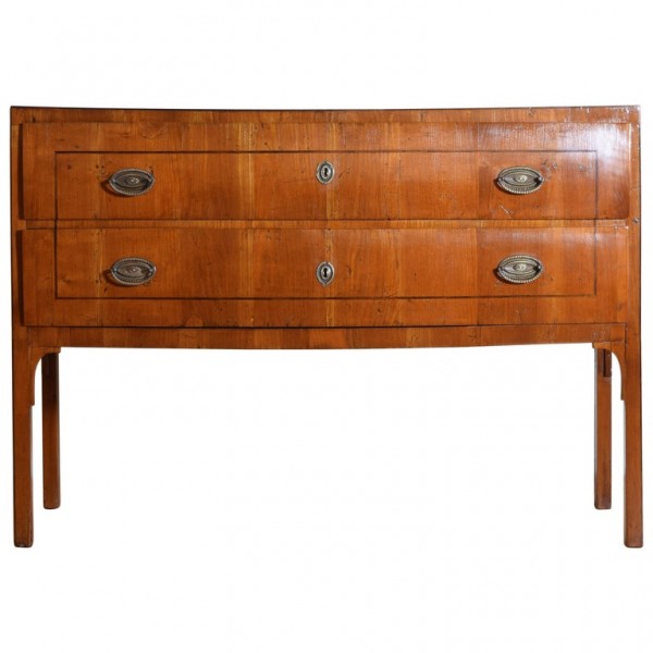 Cherrywood and Ebonized 2-Drawer Bowfront Commode