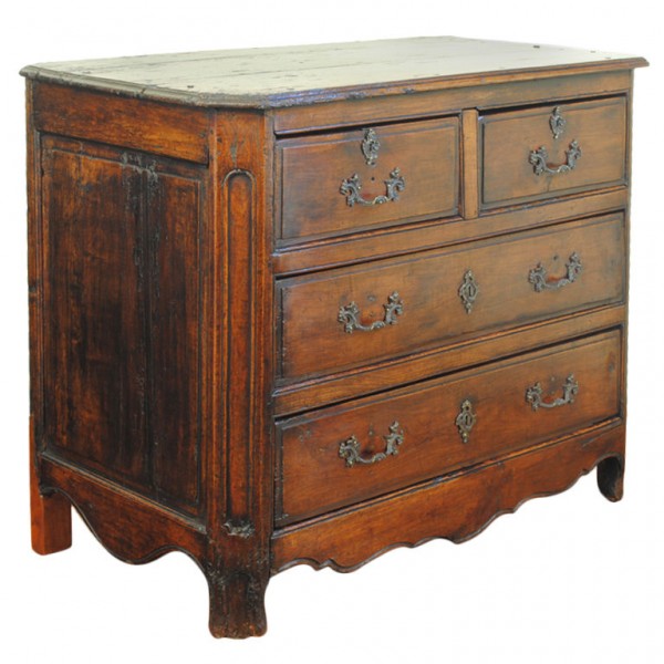 Carved Walnut 4-Drawer Commode