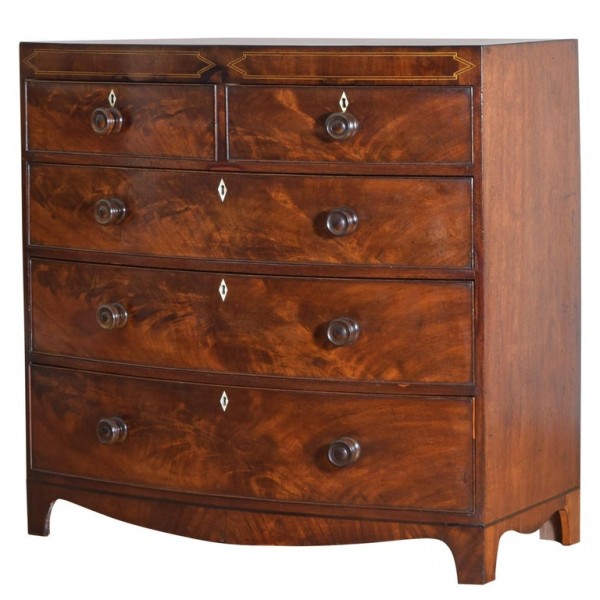 Mahogany and Satinwood Inlaid Bowfront Chest