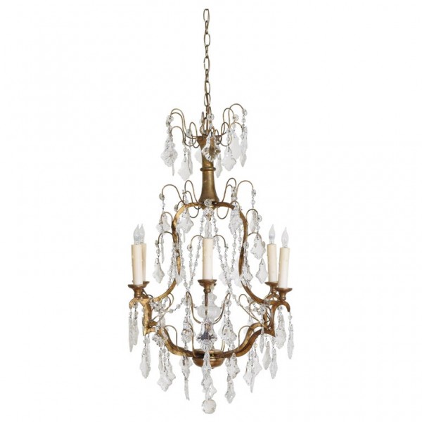 Giltwood and Gilt Iron 6-Light Chandelier