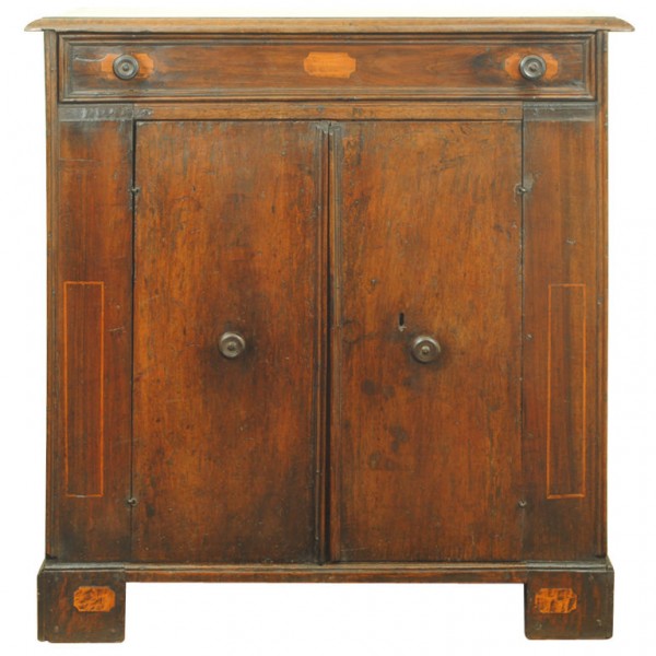 Walnut and Inlaid Tall Credenza