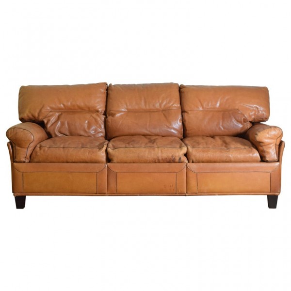 3-Cushion Leather Sofa