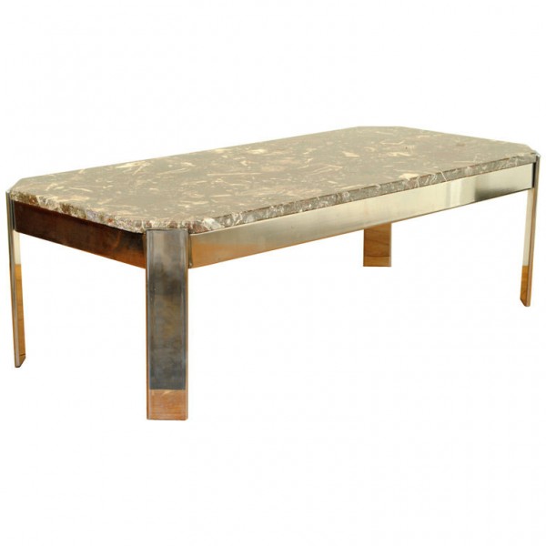 Chrome and Marble Coffee Table