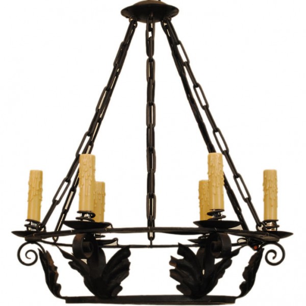 Wrought Iron 6-Light Chandelier