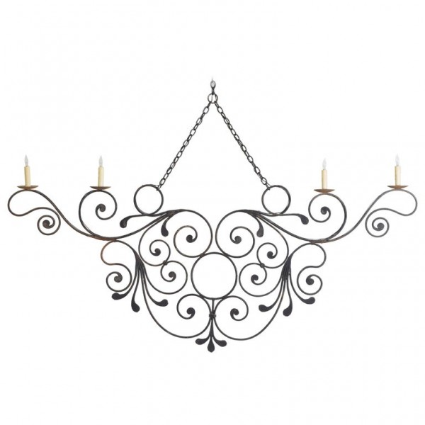 Wrought Iron 4-Light Horizontal Chandelier
