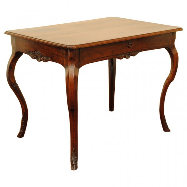 Finely Shell Carved Walnut 1-Drawer Table