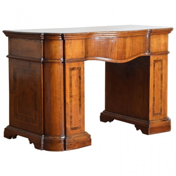 Walnut and Burl Writing Desk with Leather Slide
