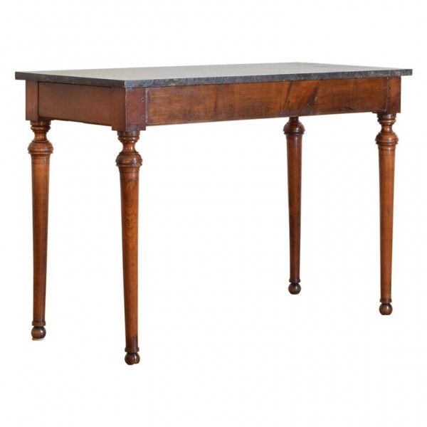 Cherrywood and Marble 1-Drawer Table