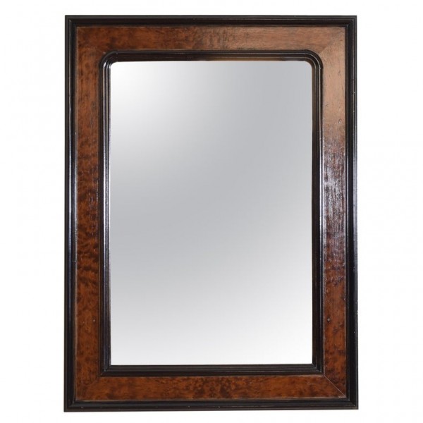 Burl Walnut and Ebonized Wall Mirror
