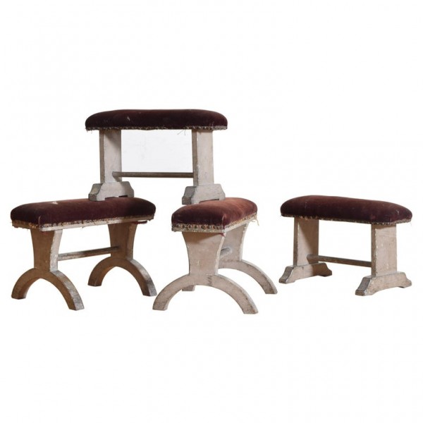 Group of 4 Painted and Upholstered Kneeling Benches