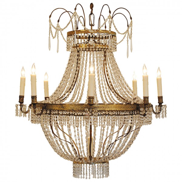 Doré Brass and Glass 8-Light Chandelier