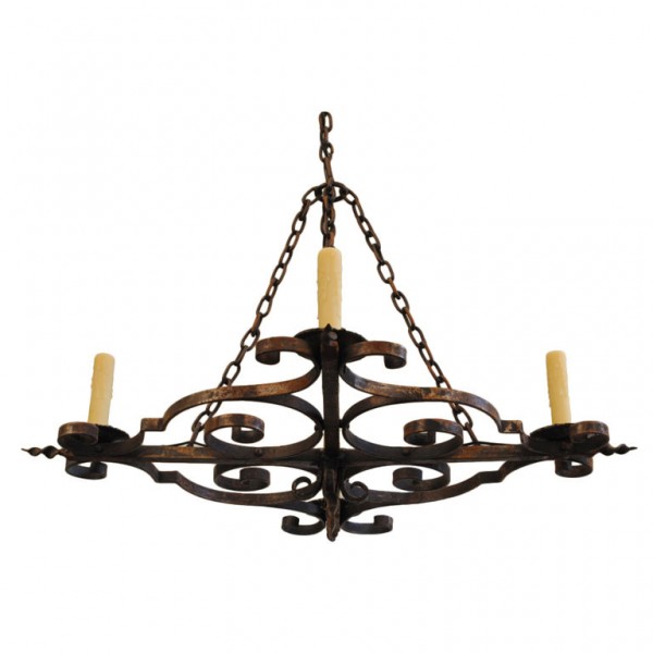 Wrought Iron Horizontal 4-Arm Chandelier