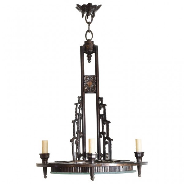 Bronze and Glass 8-Light Chandelier