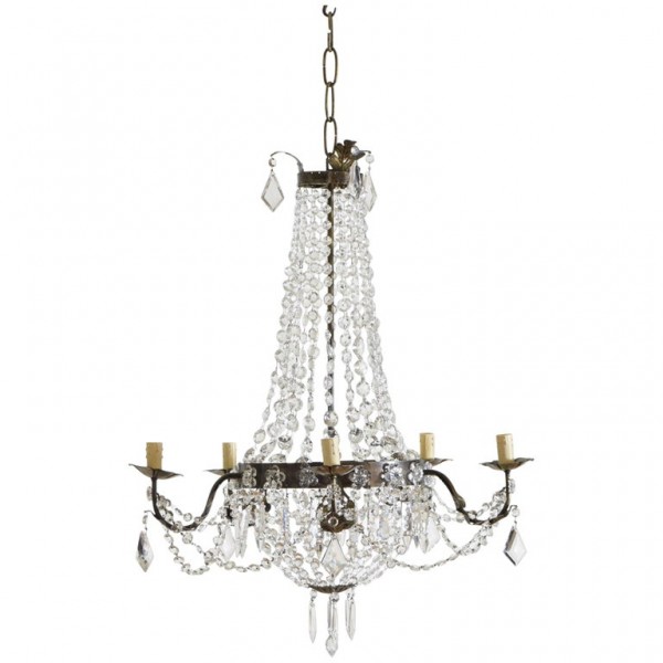 Steel and Glass 5-Light Chandelier