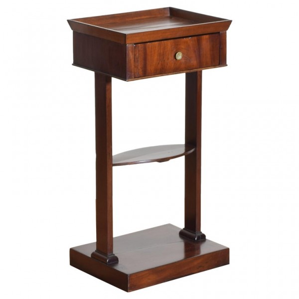 Mahogany Tray Top 1-Drawer Side Table