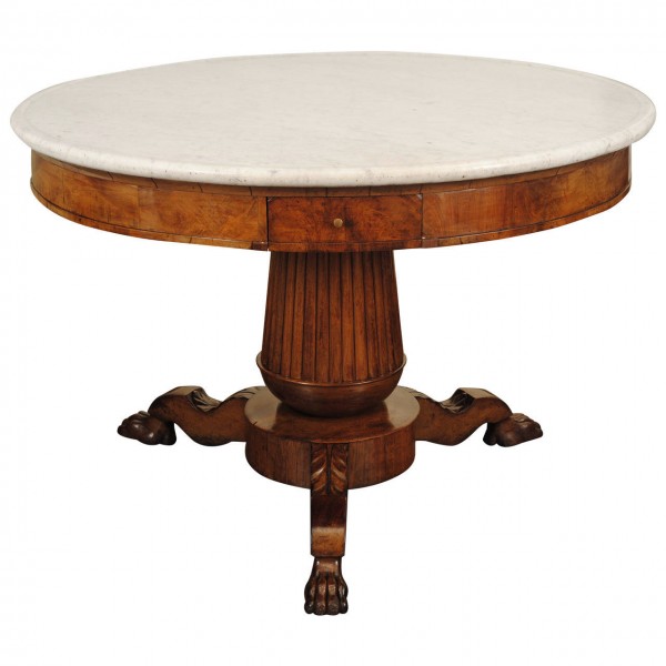 Walnut Marble-Top Center Table