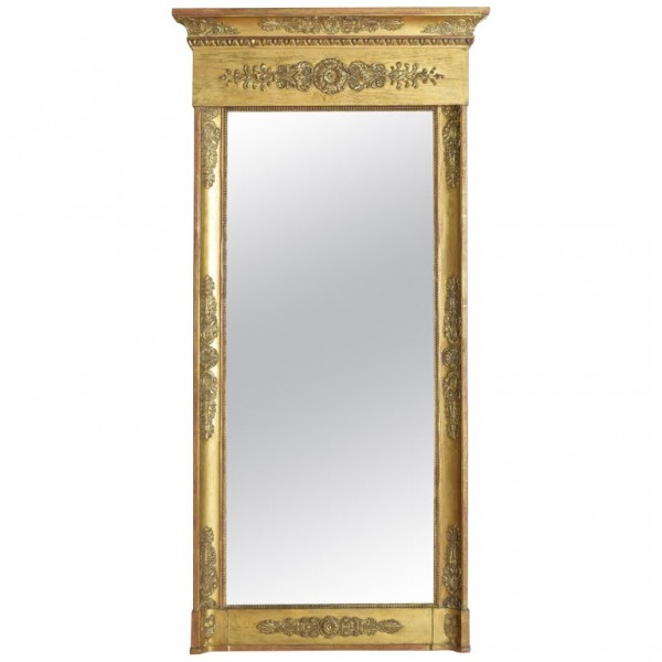 Tall Carved Gitwood and Gilt-Gesso Mirror