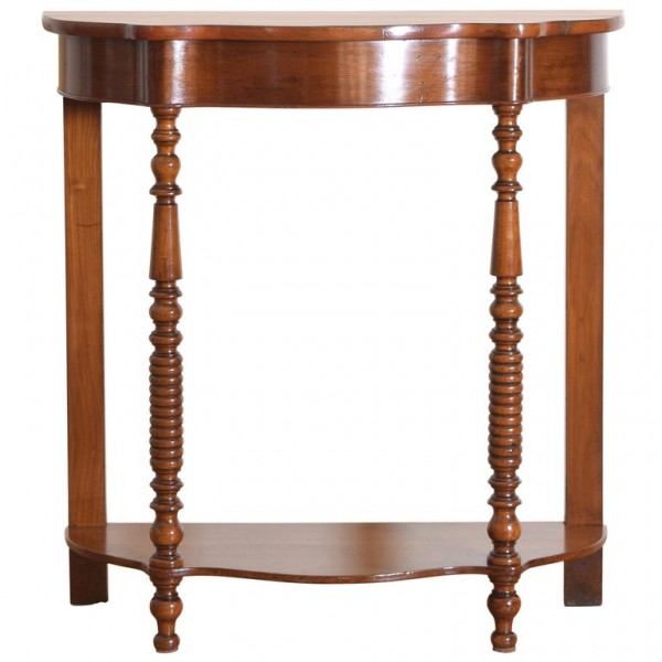 Turned Light Walnut Serpentine Shaped Console