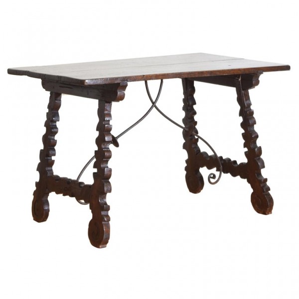 Walnut and Iron Mounted Guard Room Table