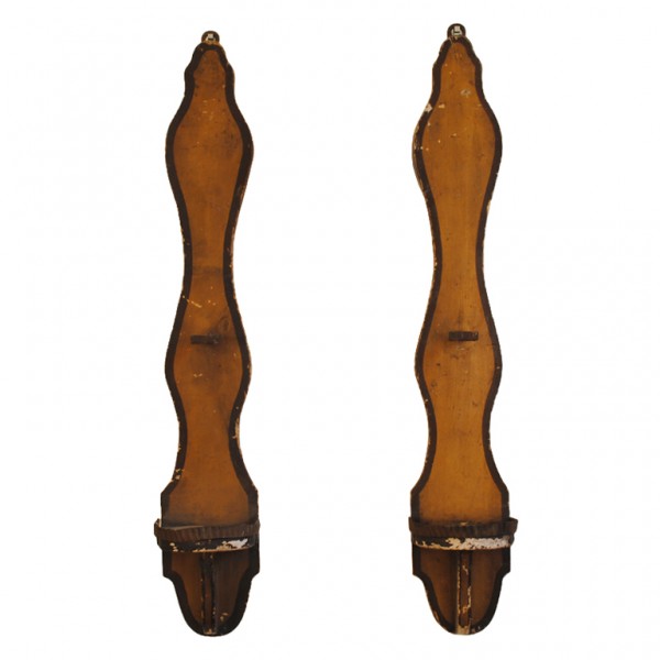 Pair of Carved Wood and Painted Candle Sconces