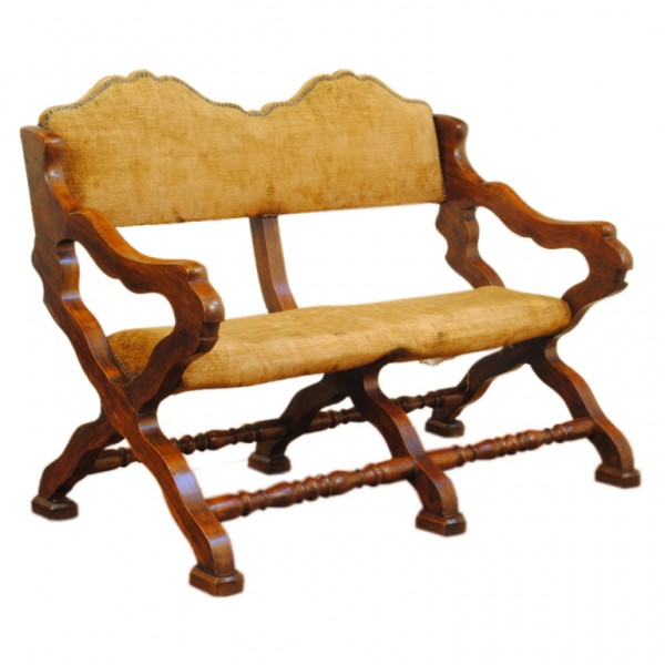 Walnut and Upholstered Bench