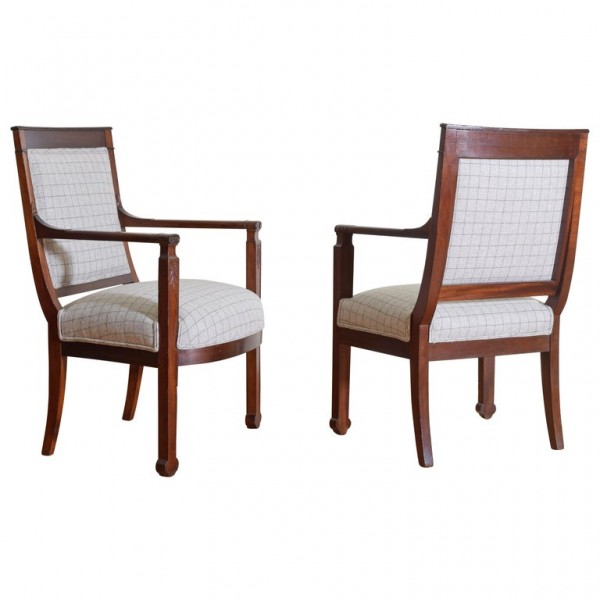 Pair of Walnut and Upholstered Fauteuils