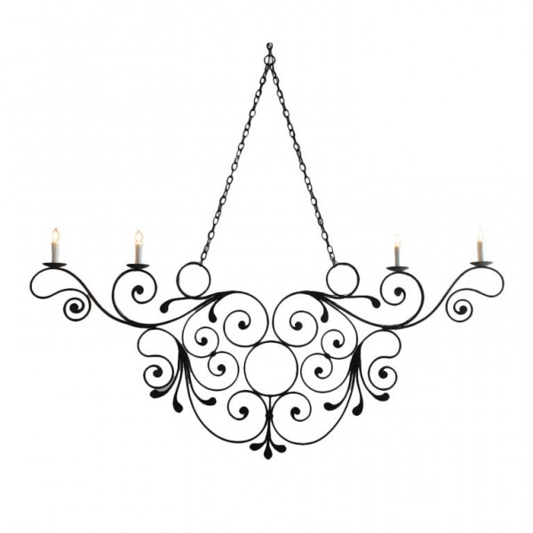 Wrought Iron 4-Light Chandelier