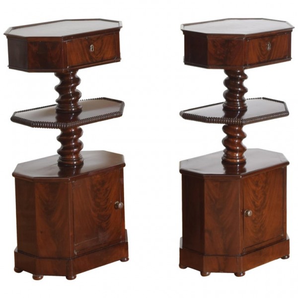 Pair of Mahogany 3-Tier Pedestal Cabinets