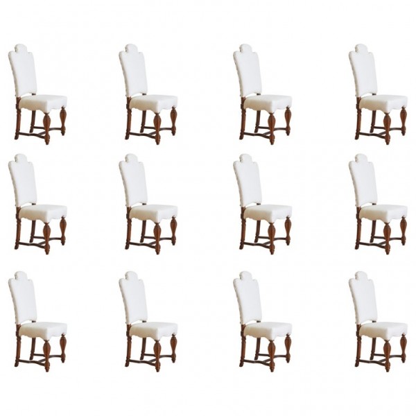 Set of 12 Wooden Dining Chairs
