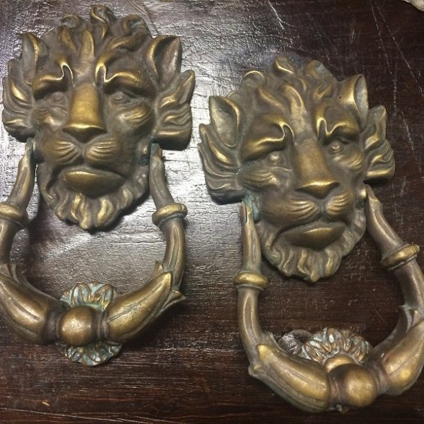Pair of Bronze Lion Head Door Knockers