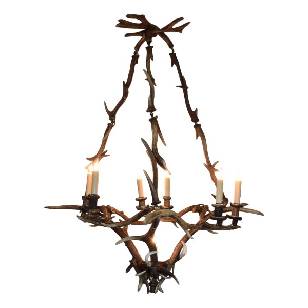 Horn and Tusk 7-Light Chandelier, UL Wired