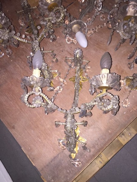 Set of 6 Gilt Metal and Glass 2-Light Sconces