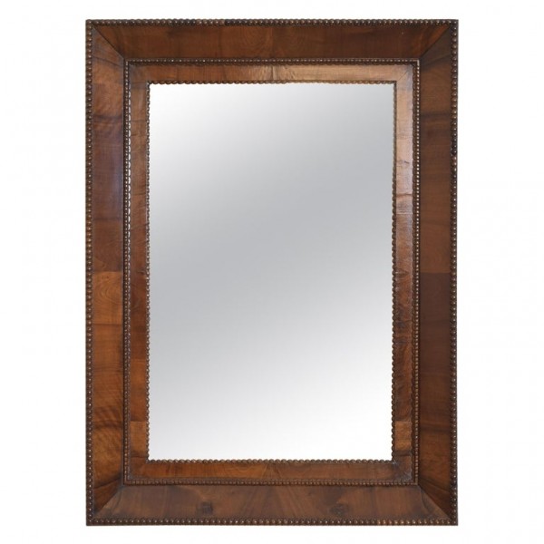 Walnut and Walnut Veneer Bevel-Molded Mirror