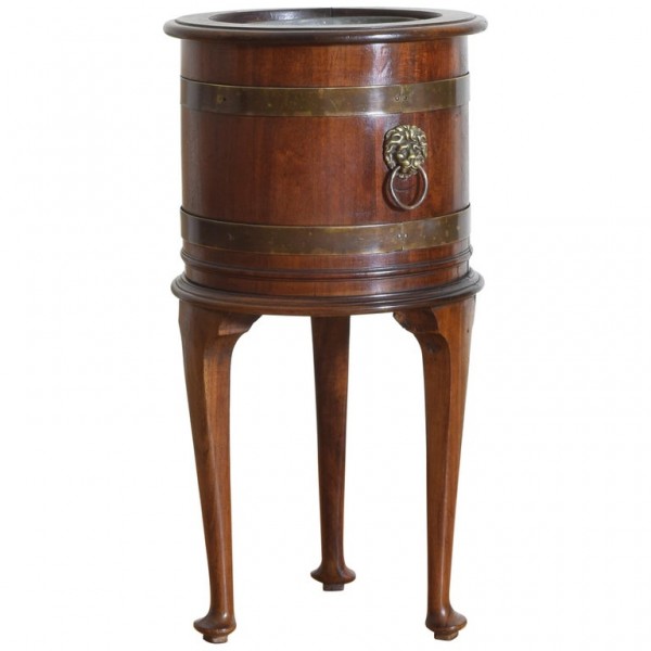 Walnut and Brass Bound Planter or Wine Cooler