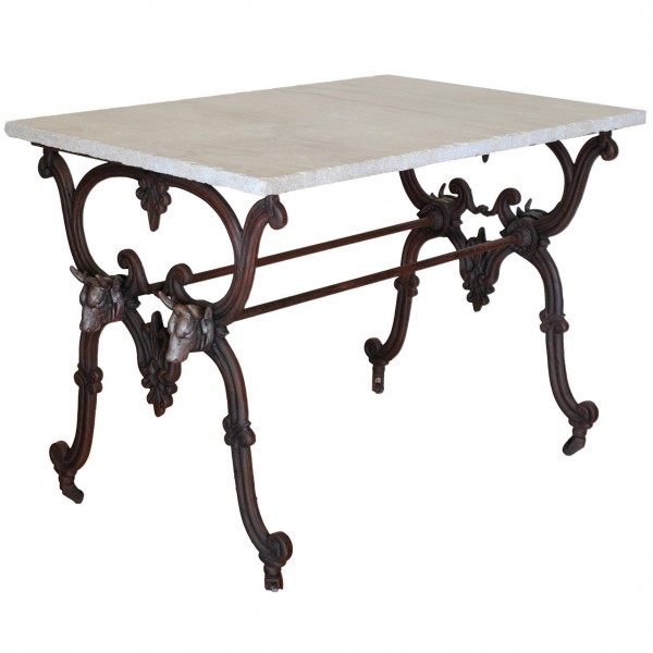 Cast Iron Table with Daino Reale Marble Top