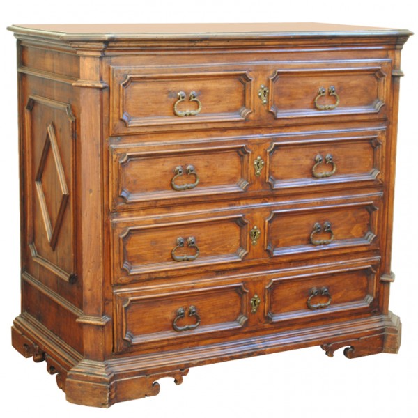 Walnut 4-Drawer Commode
