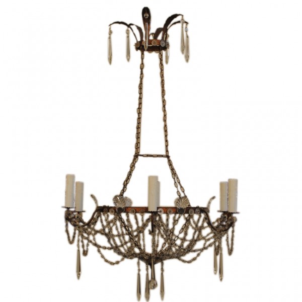 Gilt Metal 6-Arm Chandelier